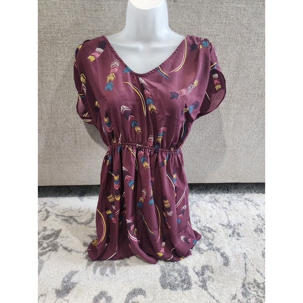 Fossil Mini Dress Womens Size S Floral Print Elastic Waist Short Sleeve Tunic